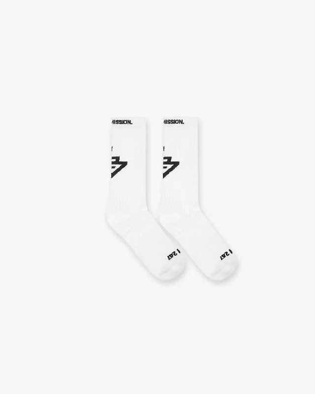 247 Logo Socks - White