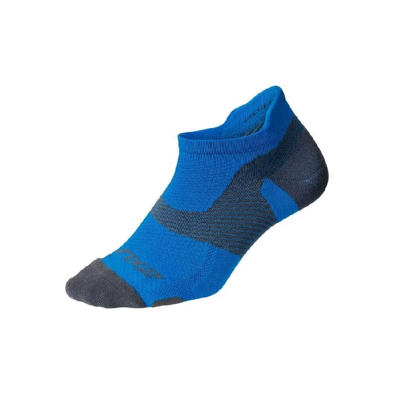 2XU Vectr Socks | Light Cushion | No Show | Vibrant Blue / Grey