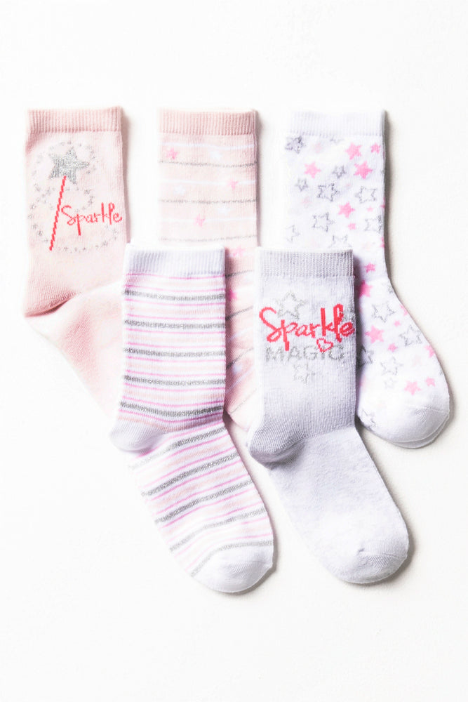 5 Pack Star Anklet Socks Multi