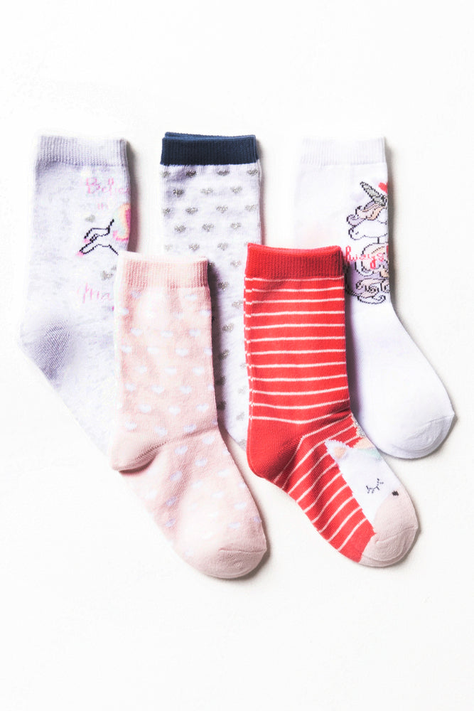 5Pack Socks Anklet Unicorn S24