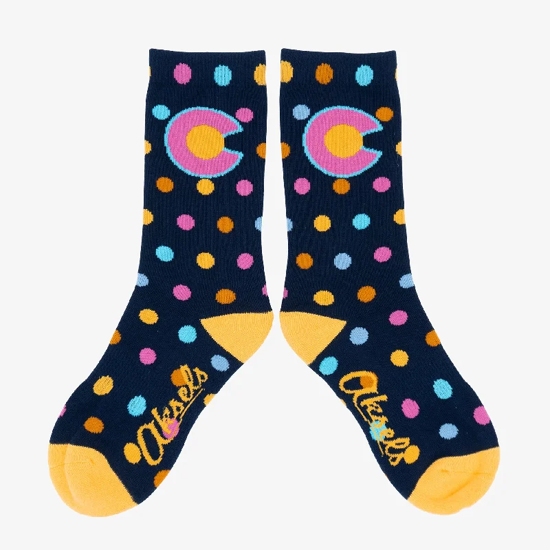 Big Kids Dots Colorado Flag Crew Socks