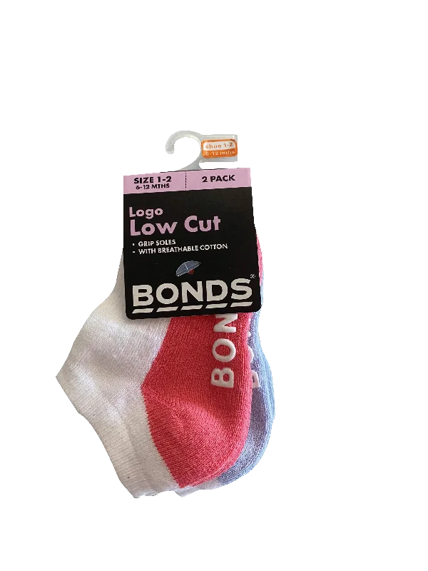 Bonds Baby Logo Low Cut Socks 2 Pack - Pink/Lilac