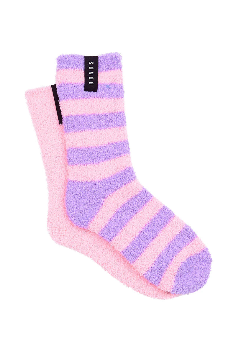 Bonds Kids Supersoft Crew Socks 2 Pack - Pink/Purple