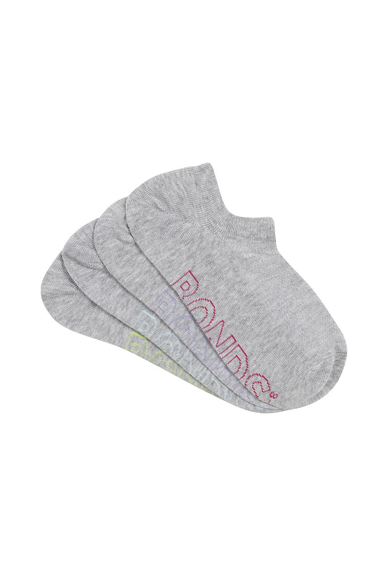 Bonds Womens Logo Light No Show Socks 4 Pack - Grey Base