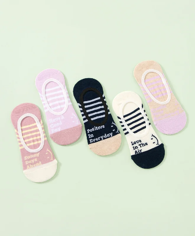 Comfy Athleisure Stripe 5-Pack No Show Socks