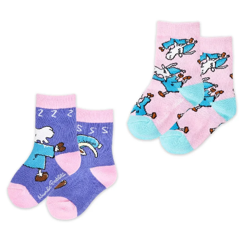 Kids Double Pack Mr. Clutterbuck Socks - Purple/Pink