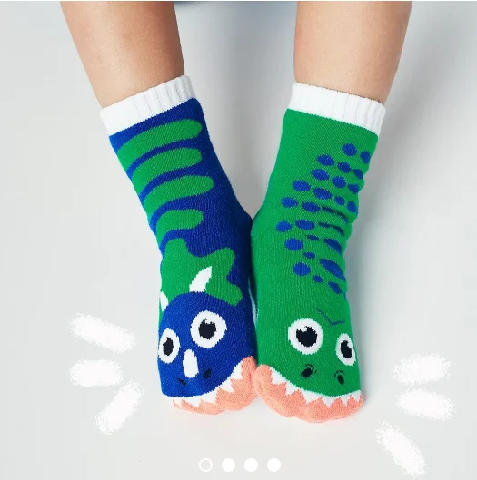 T-Rex and Triceratops | Kid Socks| Fun Mismatched Socks