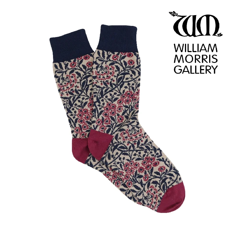 Women's William Morris Navy Daisy Cotton Socks