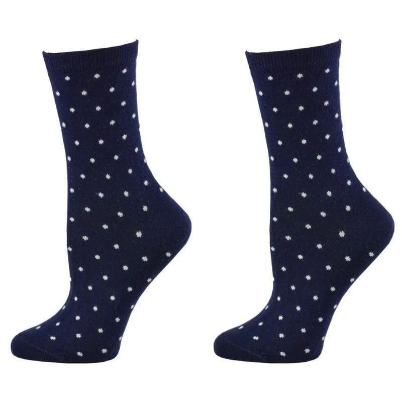 Dot pattern Crew (Mid calf) 2 PR. Pack Cotton Socks