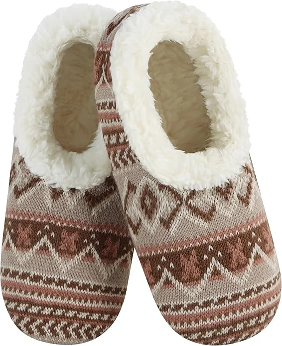 Fairisle Cozy Sherpa Fleece Non Skid Slipper Socks