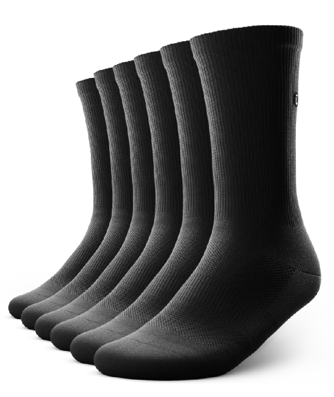 Flagship Crew Socks Black 6-Pack