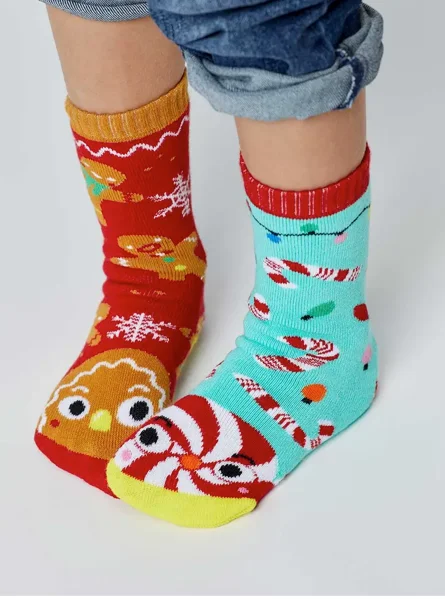 Gingerbread & Candy Cane | Kid's Socks| Fun Mismatched Socks