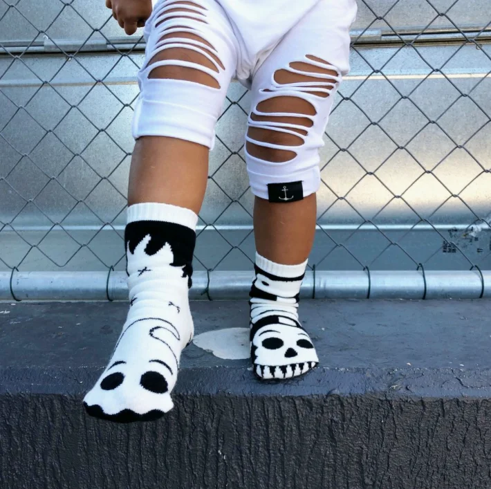 Halloween Skeleton and Ghost Kid's Pal's Mismatched Socks