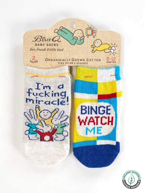 I'm A Fucking Miracle!/ Binge Watch Me Baby Socks