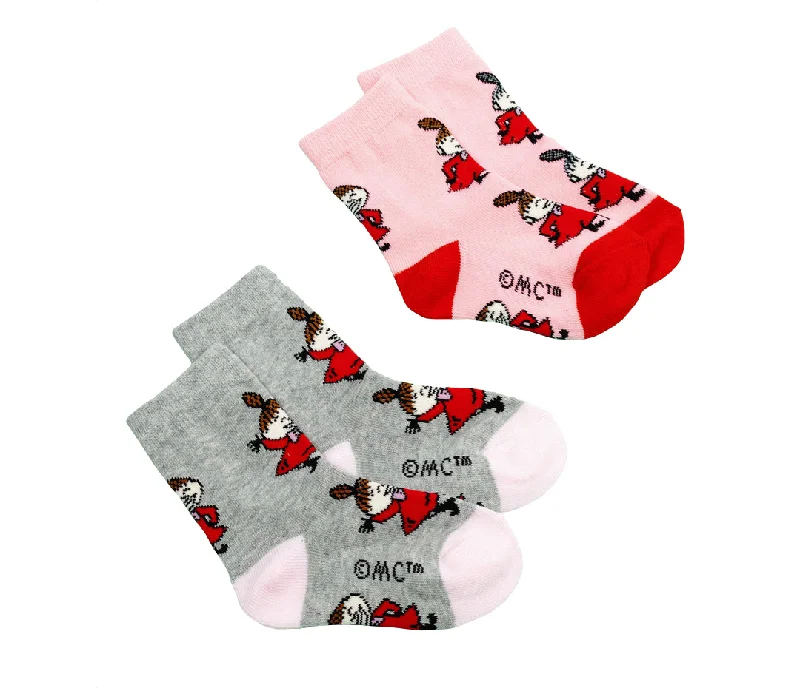 Kids Double Pack Little My Socks - Grey/Pink