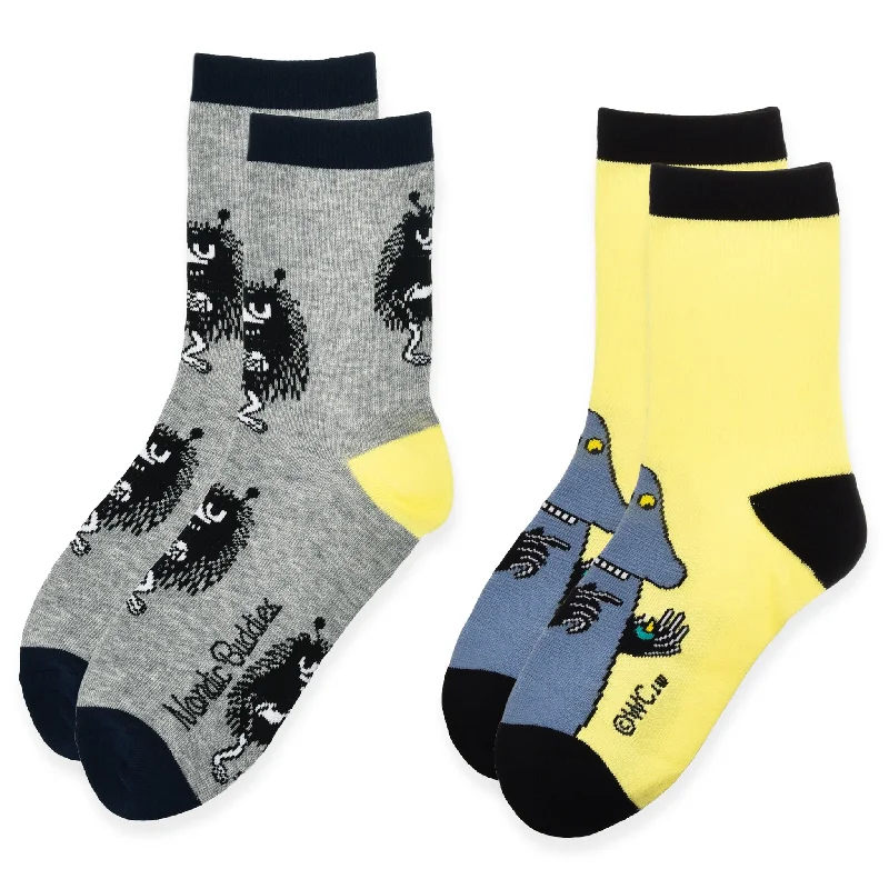 Kids Double Pack Stinky And Groke Socks - Grey and Yellow