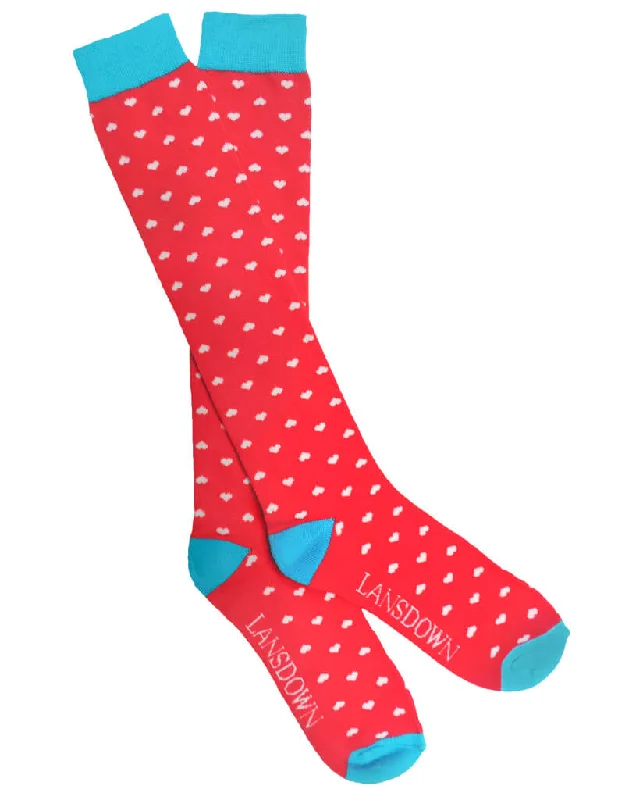 Lansdown Hearts Riding Boot Socks - Pink Passion/Aqua/White