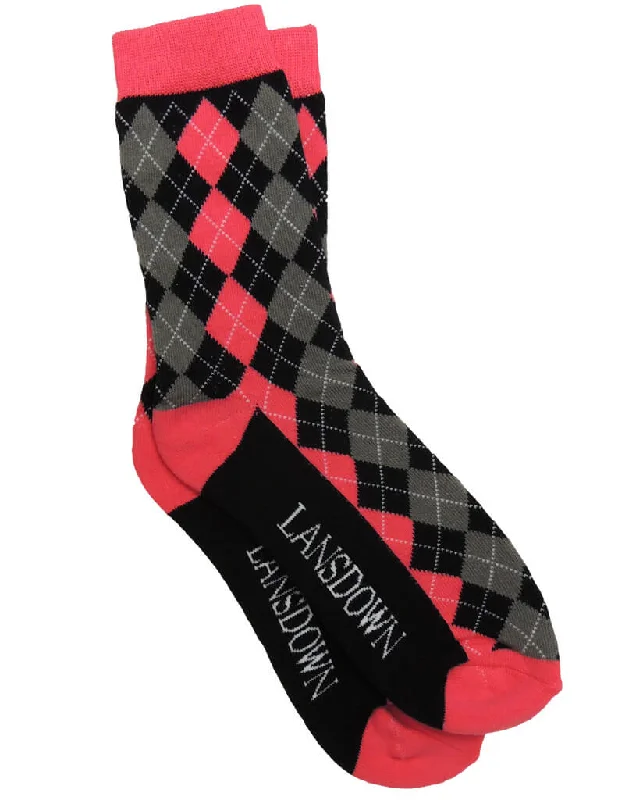 Lansdown Pink Argyle Ankle Socks