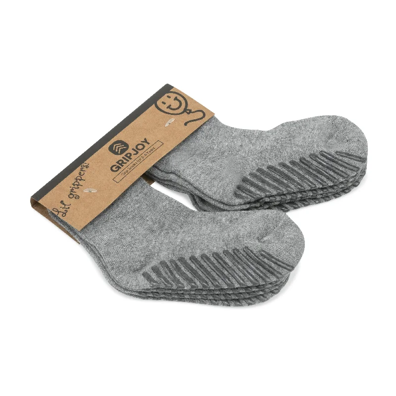 Light Grey Grip Socks for Toddlers & Kids - 4 pairs