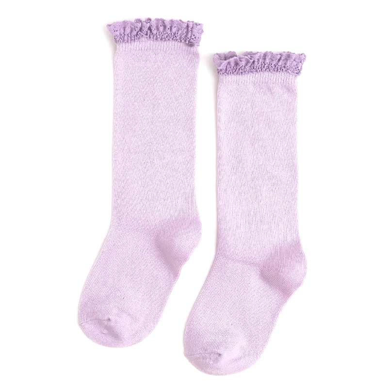 Lilac Lace Top Knee High Socks