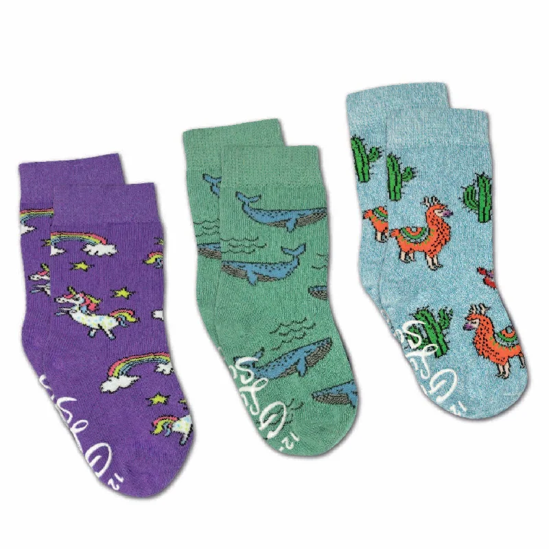 Good Luck Sock/Llamas, Unicorns And Whales Kids Socks / 3-Pack