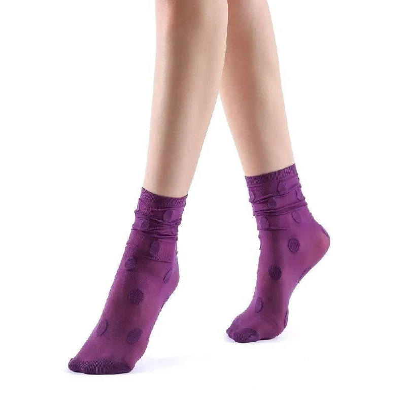 Marella Polka Sheer Mid High Sock | Purple