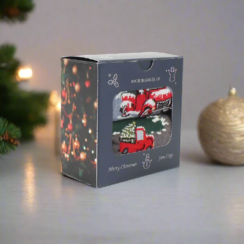 Men's 2-Pair Christmas Truck Gift Box