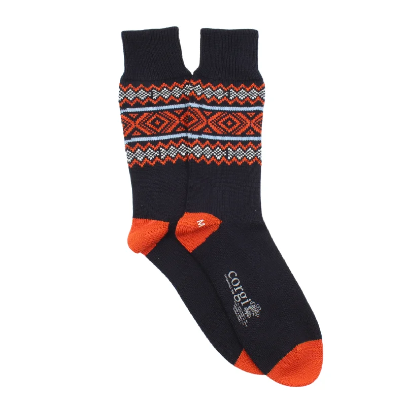 Men's Zig Zag Cuff Wool & Cotton Socks