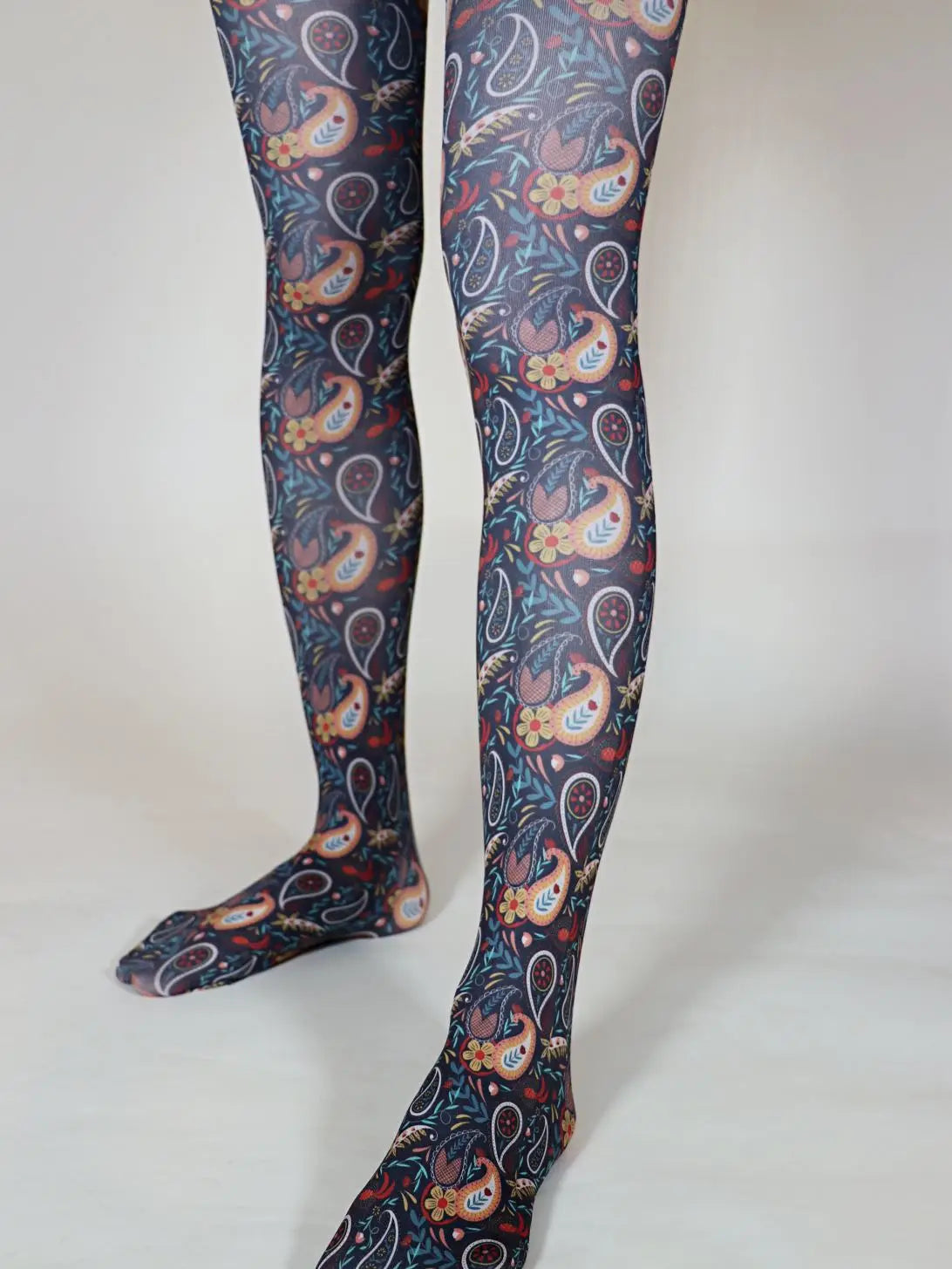 Modern Folk Paisley | Printed Tights