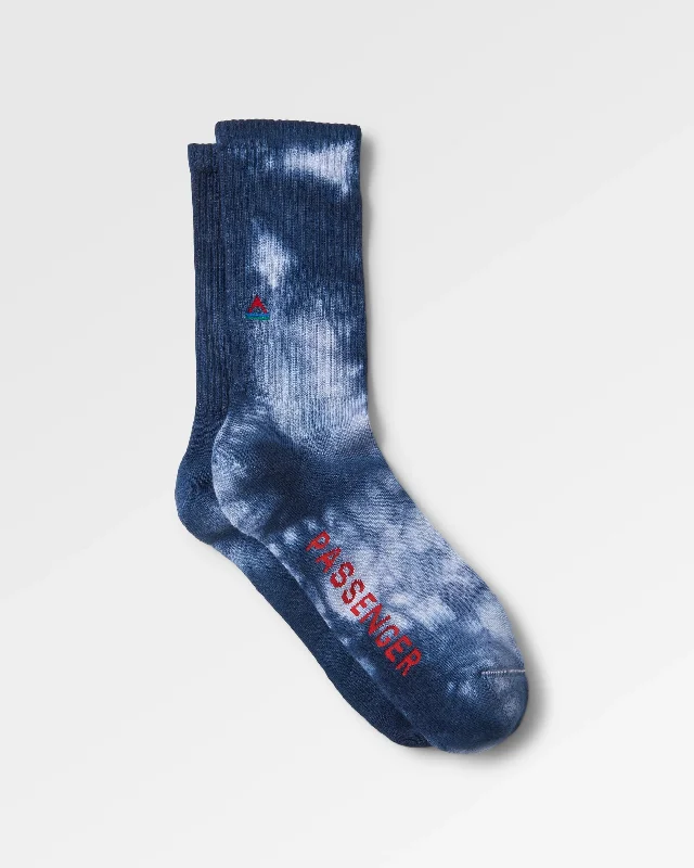 Organic Midweight Crew Socks - Tie Dye Deep Navy