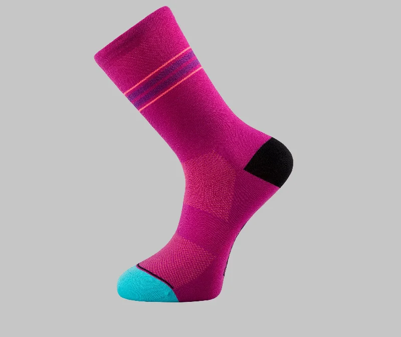 Pin Stripe - Cycling Socks - Magenta