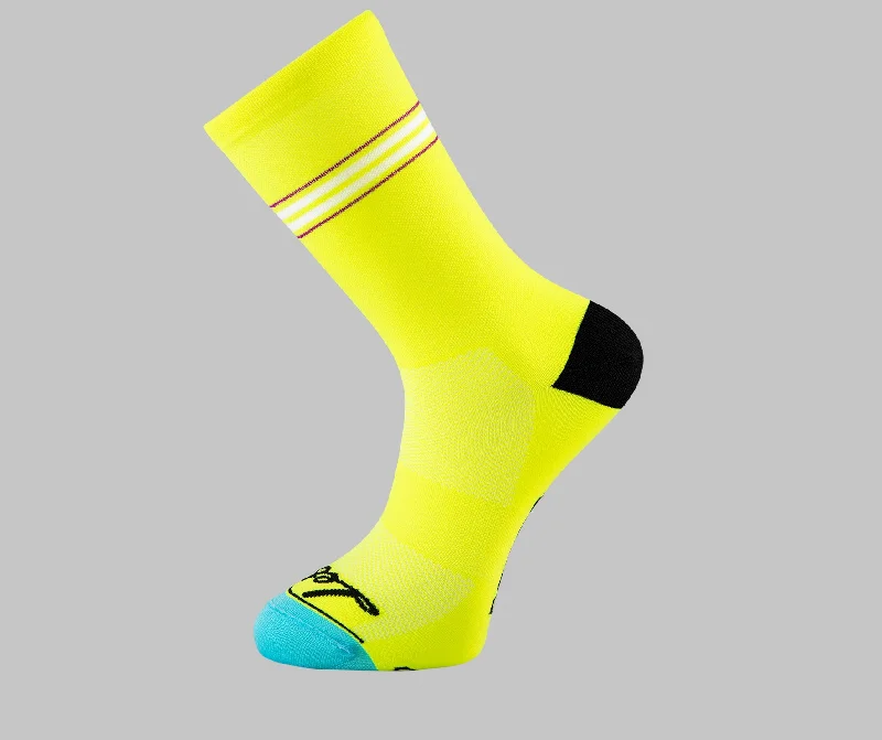 Pin Stripe - Cycling Socks - Hi-Vis Yellow