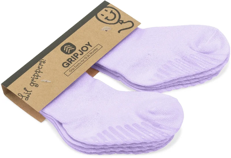 Purple Grip Socks for Toddlers & Kids - 4 pairs