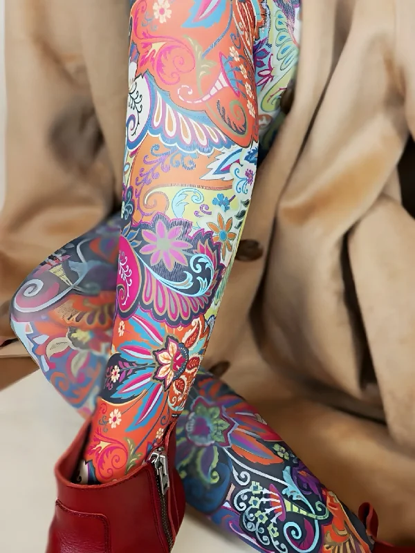 Retro Floral Paisley | Printed Tights