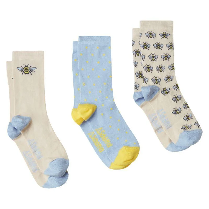 Schoffel Bamboo Ladies Socks (Box of 3) 4-7 UK - Bee Print