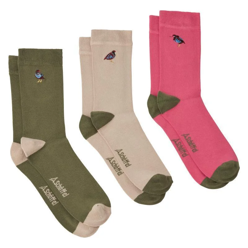 Schoffel Bamboo Ladies Socks (Box of 3) 4-7 UK - French Partridge Artichoke Mix