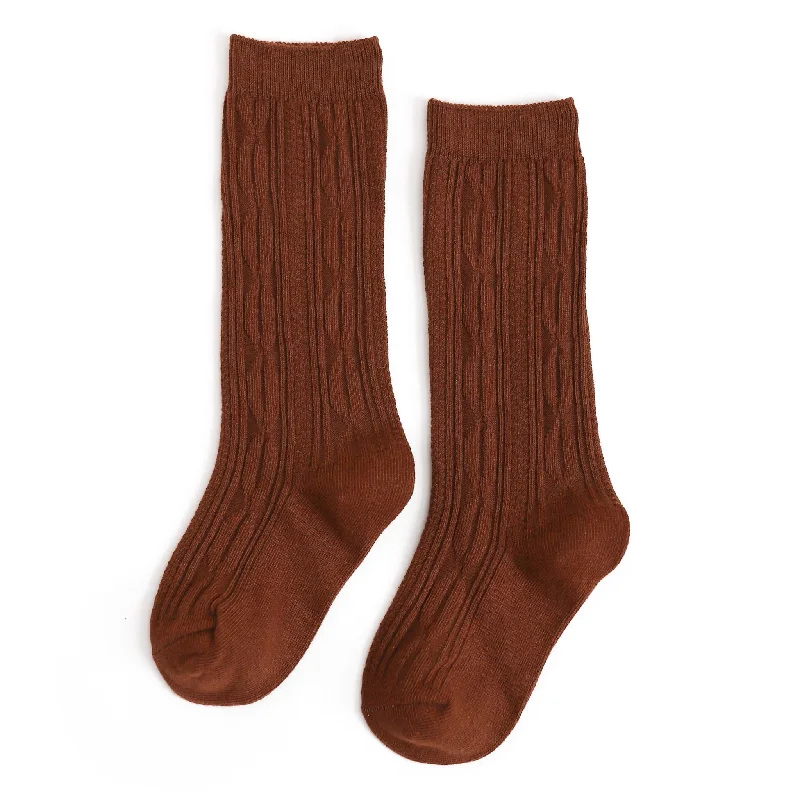 Brownie Cable Knit Knee High Socks