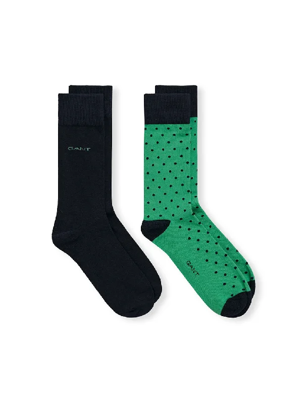 Solid and Dot Socks 2-Pack Mid Green