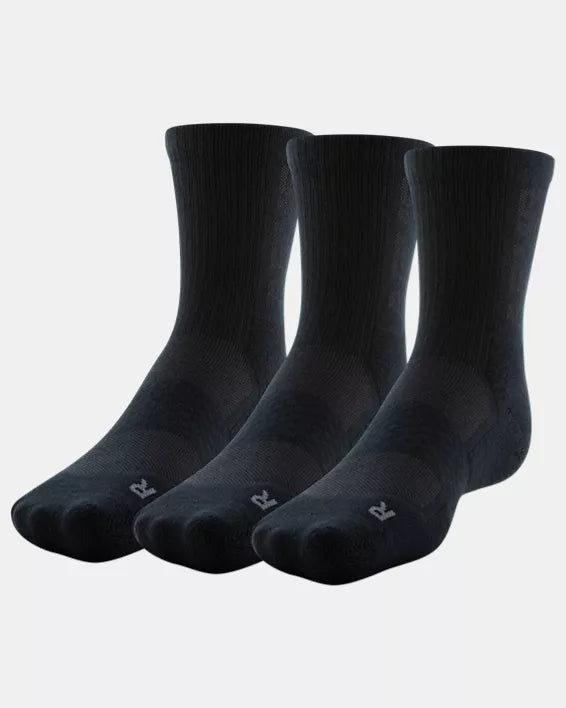 UA 3-MAKER Black Mid Crew 3 Pack