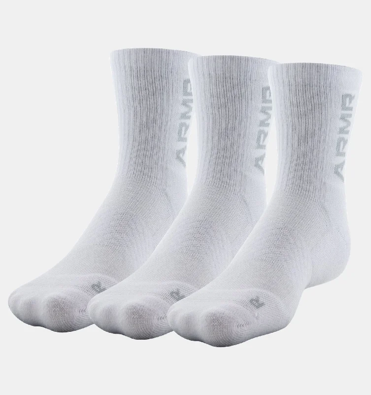 UA 3-MAKER White Mid Crew 3 pack