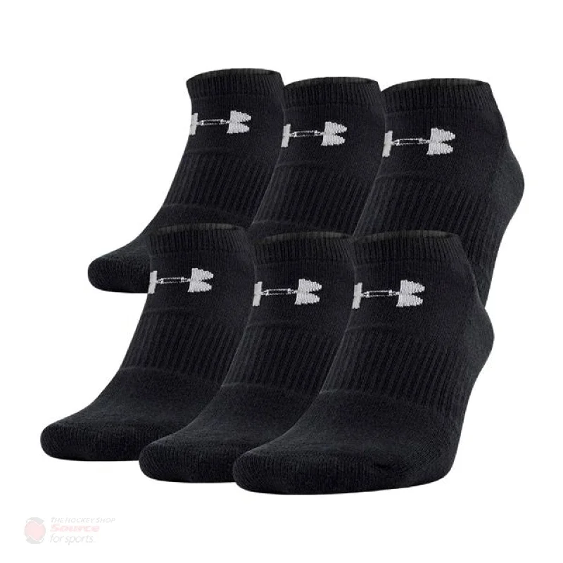 Under Armour Charged Cotton No Show Black Performance Socks - 6 Pack