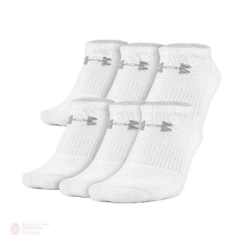 Under Armour Charged Cotton No Show White Performance Socks - 6 Pack