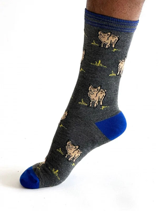 Willem Pig Bamboo Socks - Grey