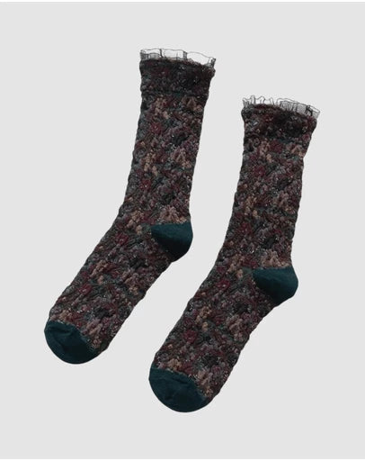 Wintergarden Frill Socks - Midnight