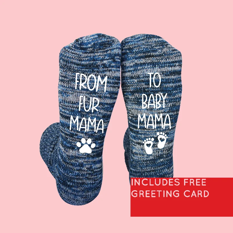 Women's "From Fur Mama to Baby Mama" New Mom Socks-Blue