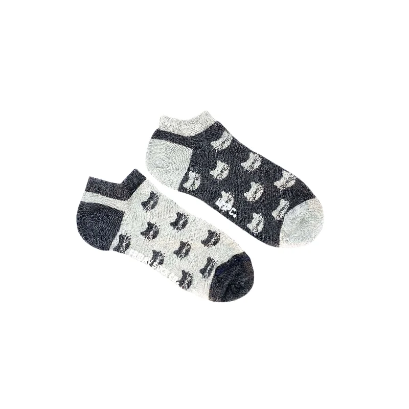 Women's Inverted Grey Cat Ankle Socks