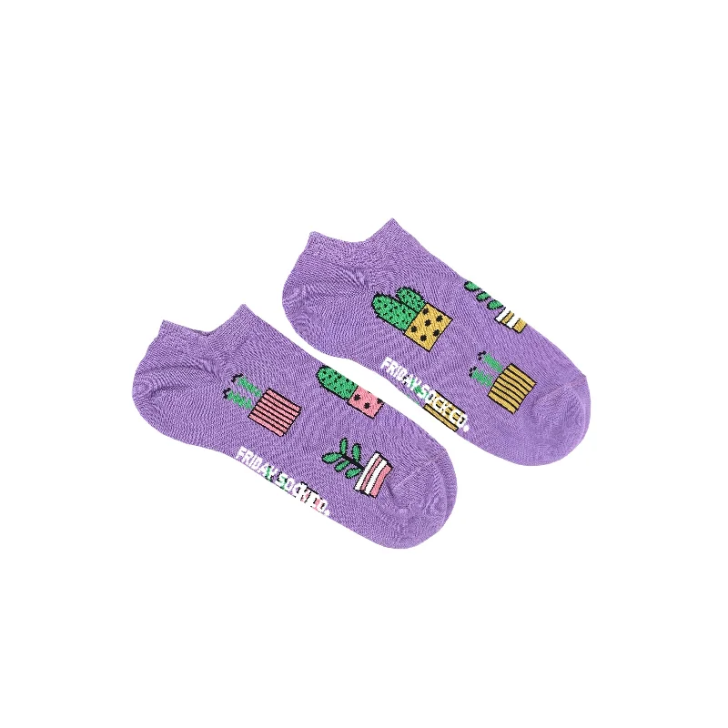 Women's Purple Potted Plant Ankle Socks