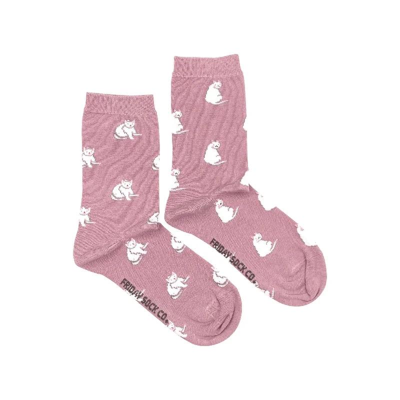 Women's White Cat Socks